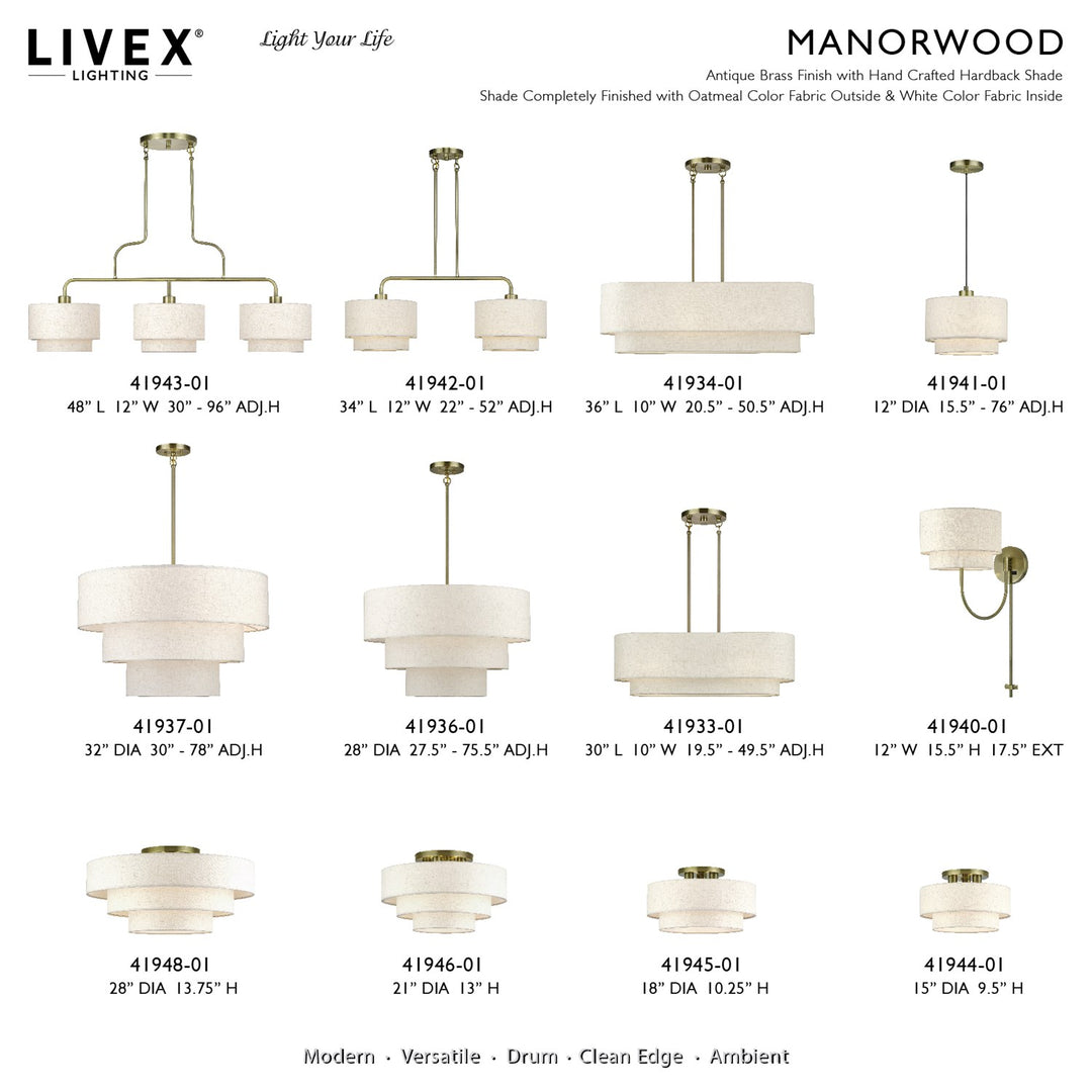 5 Light Antique Brass Medium Pendant Chandelier