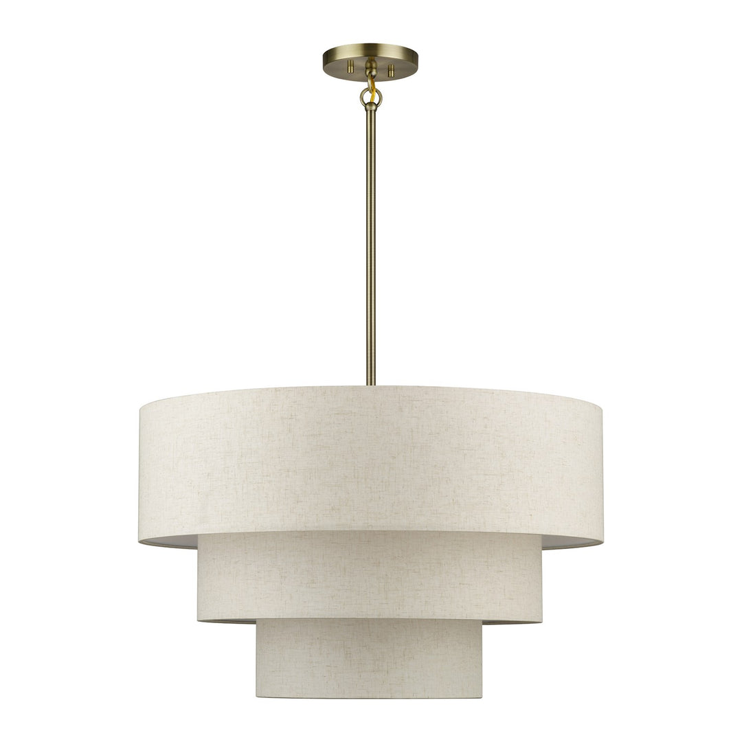 5 Light Antique Brass Medium Pendant Chandelier