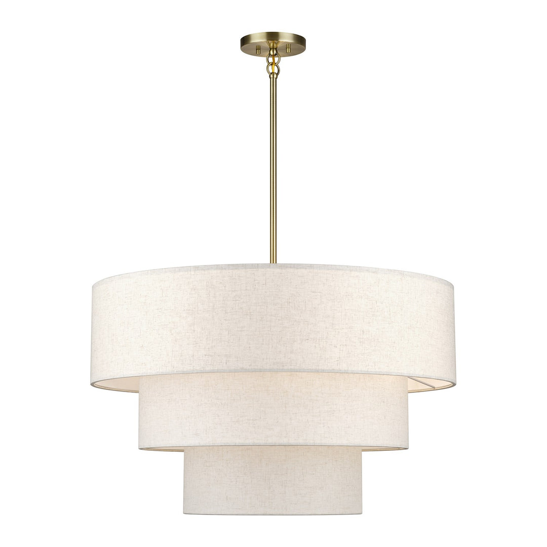 8 Light Antique Brass Large Pendant Chandelier by Livex Lighting
