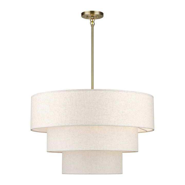 8 Light Antique Brass Large Pendant Chandelier by Livex Lighting