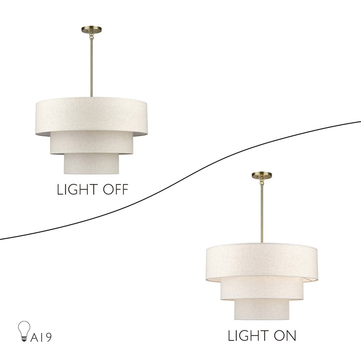 8 Light Antique Brass Large Pendant Chandelier