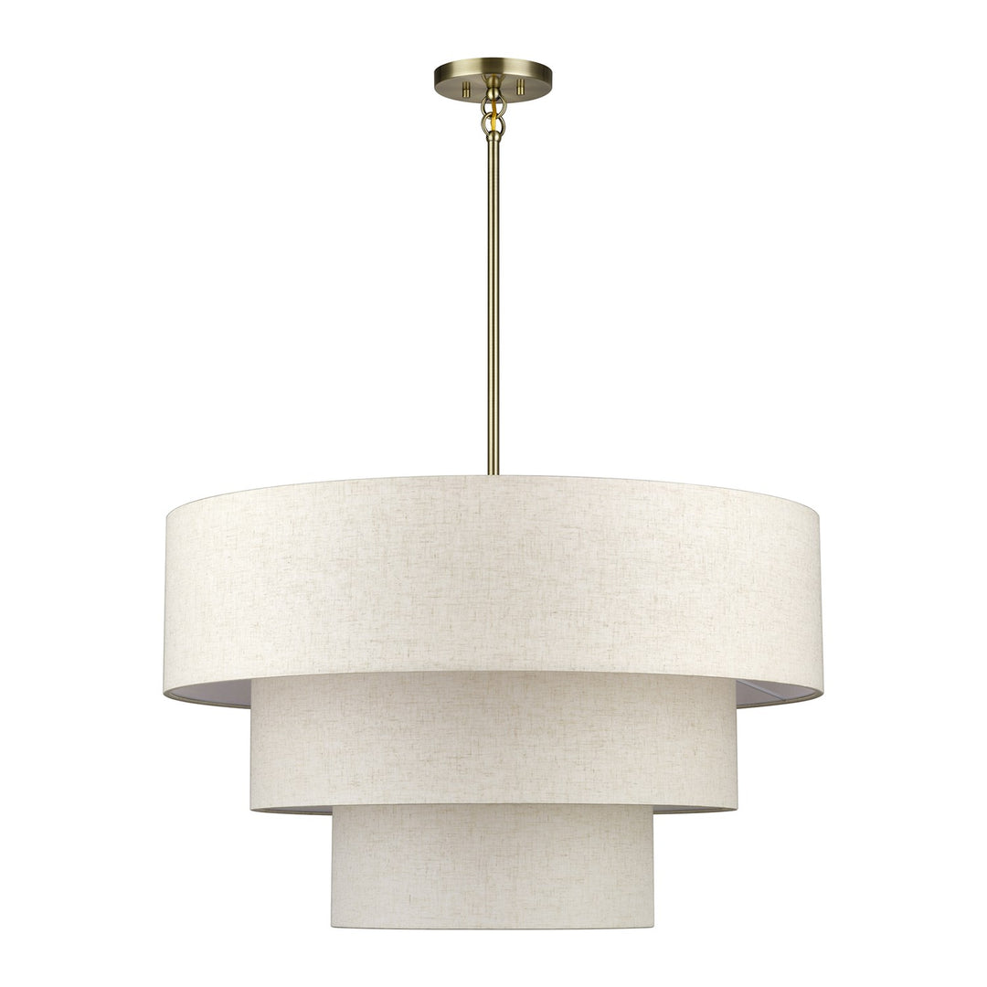 8 Light Antique Brass Large Pendant Chandelier