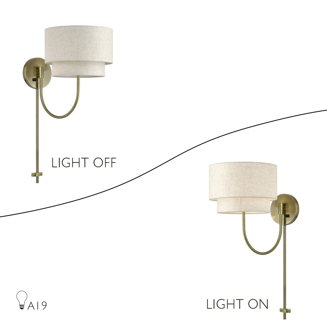 1 Light Antique Brass Swing Arm Wall Lamp