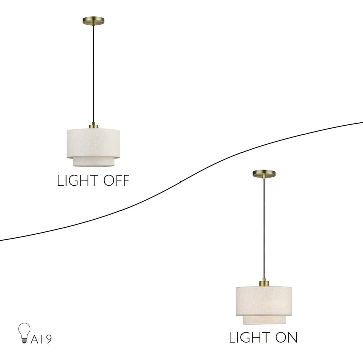 1 Light Antique Brass Pendant