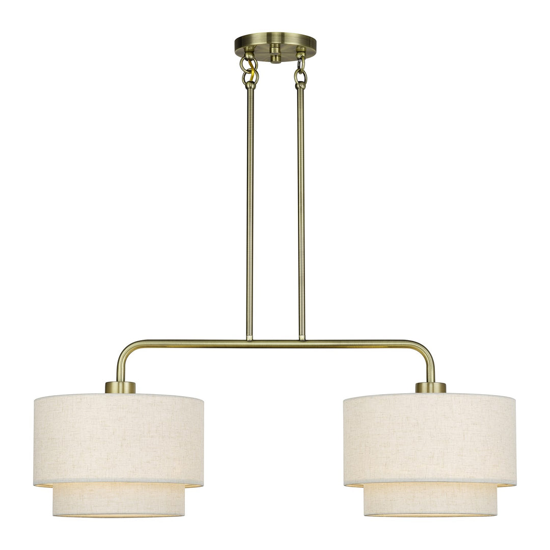 2 Light Antique Brass Large Linear Chandelier by Livex Lighting