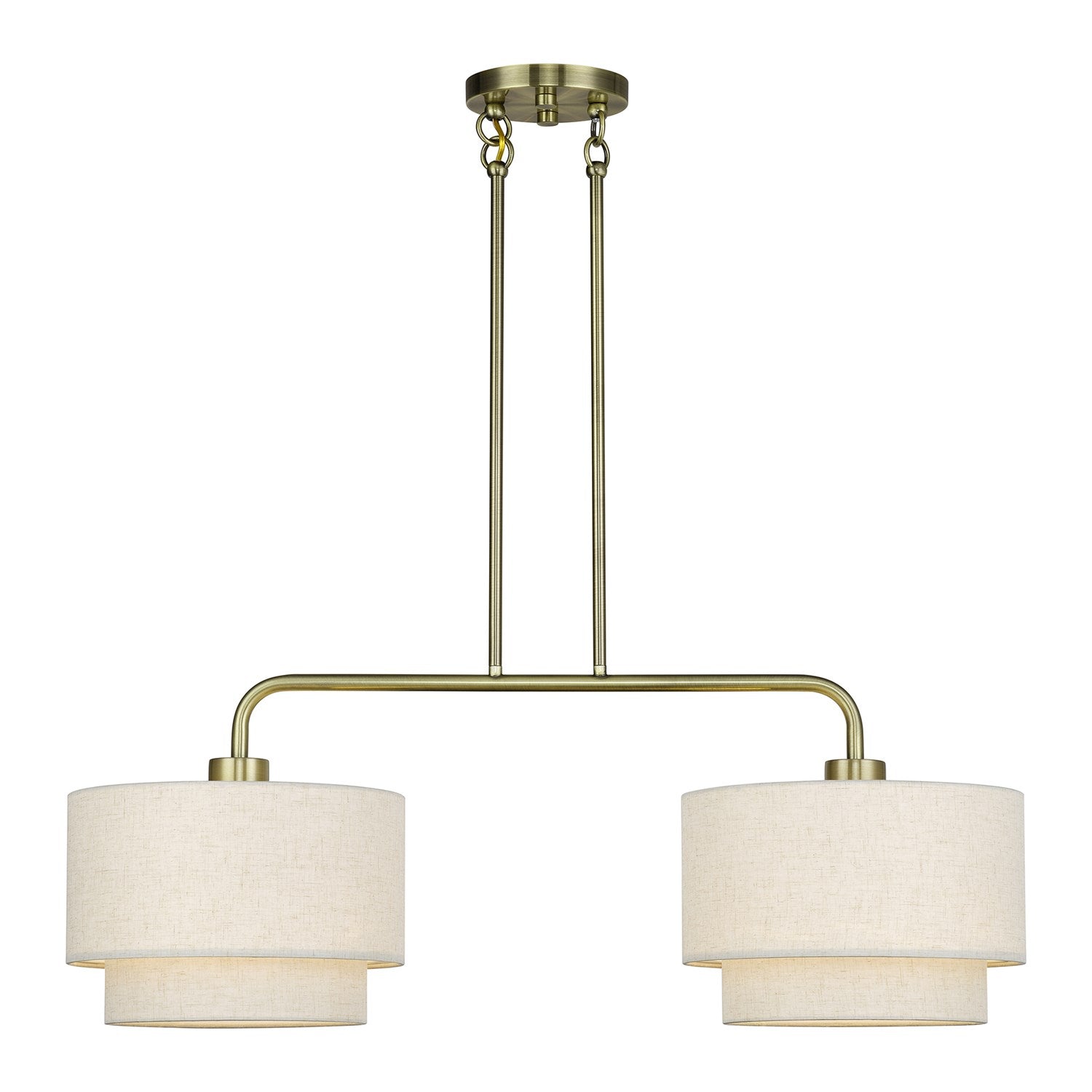 2 Light Antique Brass Large Linear Chandelier by Livex Lighting