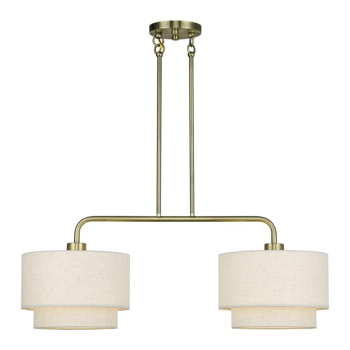 2 Light Antique Brass Large Linear Chandelier by Livex Lighting