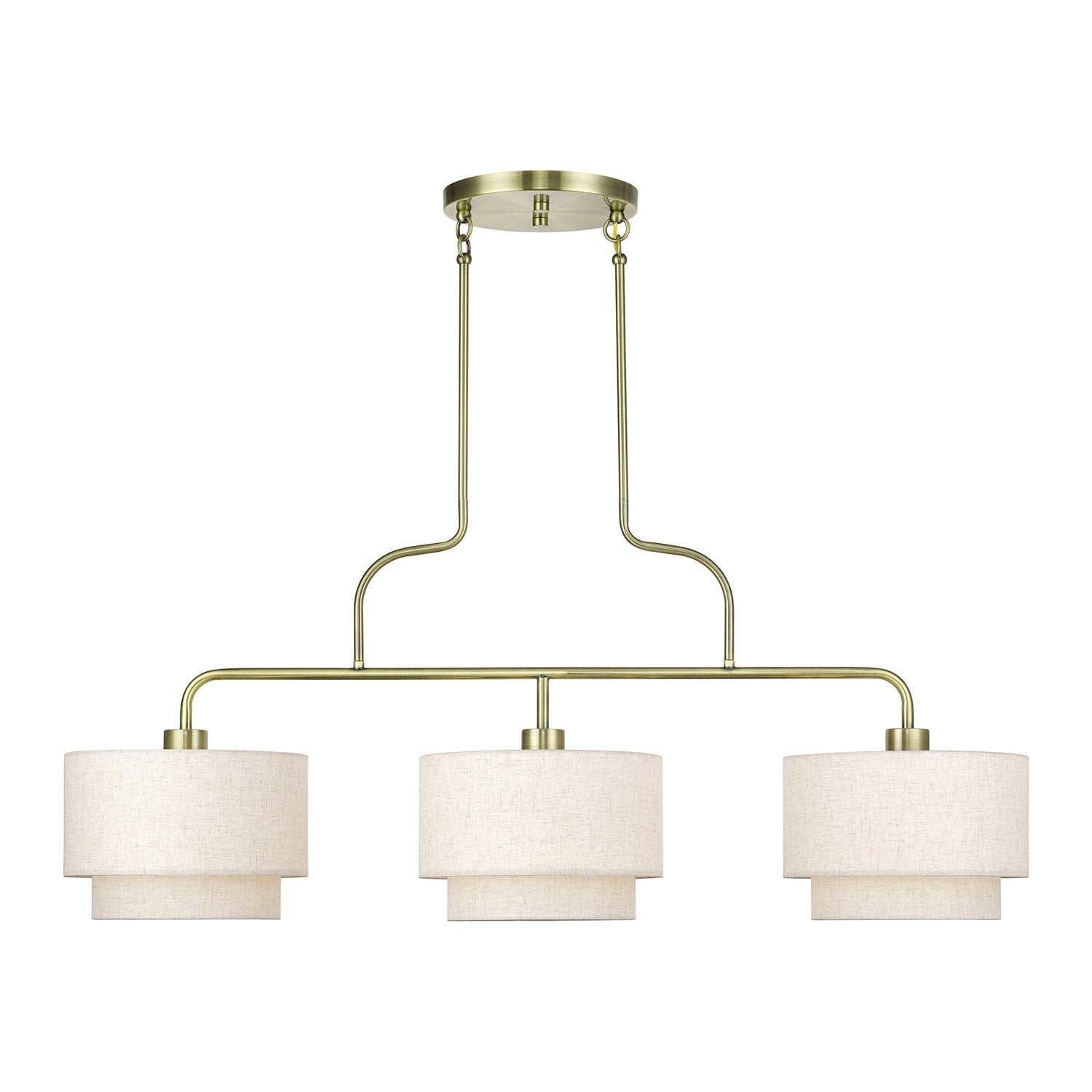 3 Light Antique Brass Extra Large Linear Chandelier by Livex Lighting