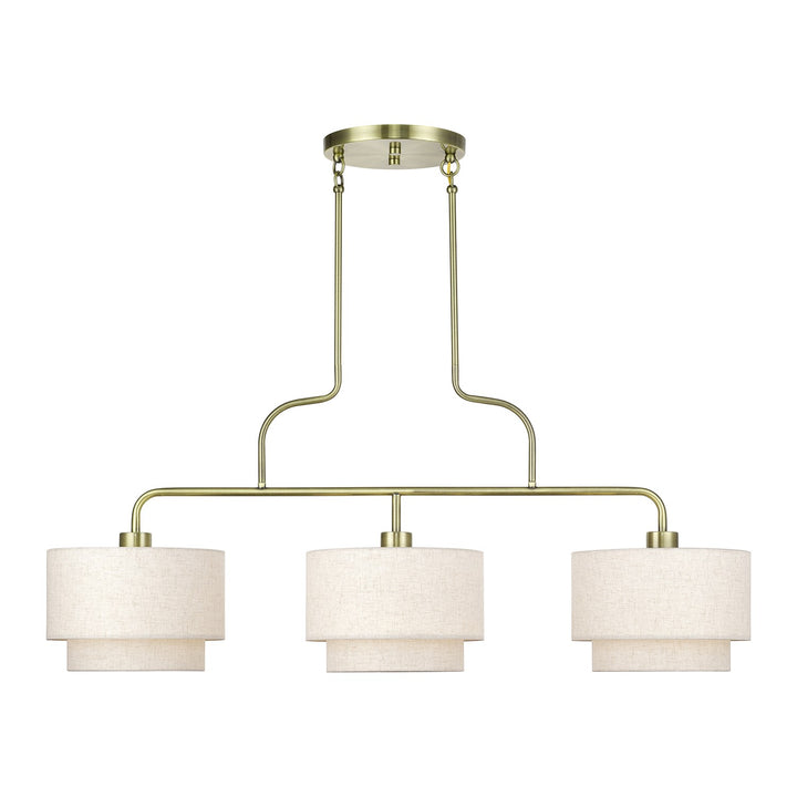 3 Light Antique Brass Extra Large Linear Chandelier by Livex Lighting