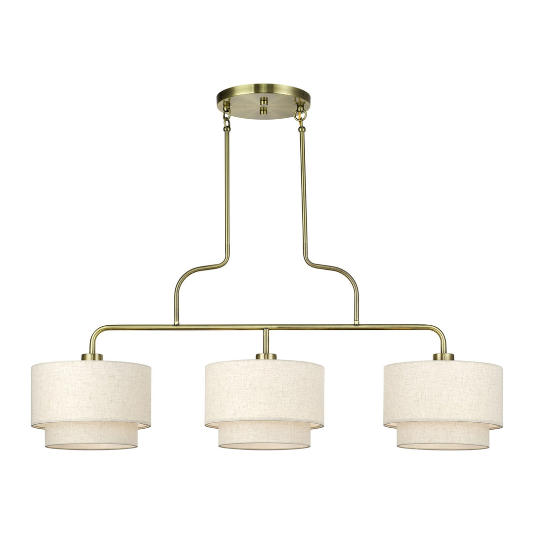 3 Light Antique Brass Extra Large Linear Chandelier