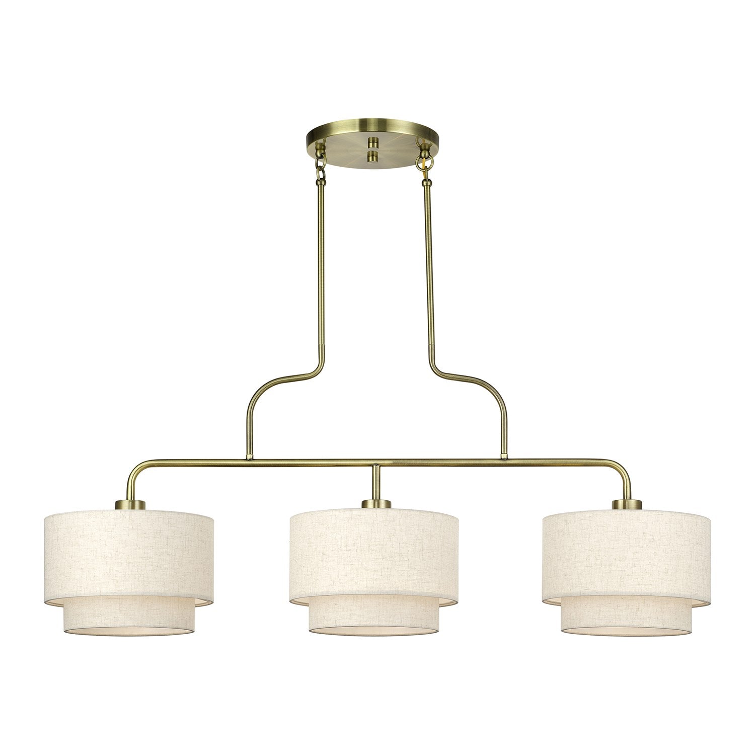 3 Light Antique Brass Extra Large Linear Chandelier