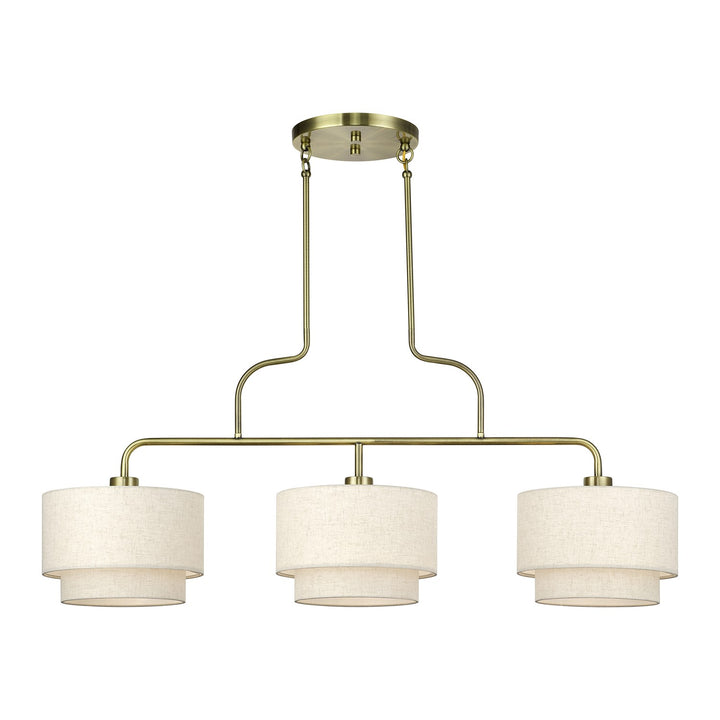 3 Light Antique Brass Extra Large Linear Chandelier