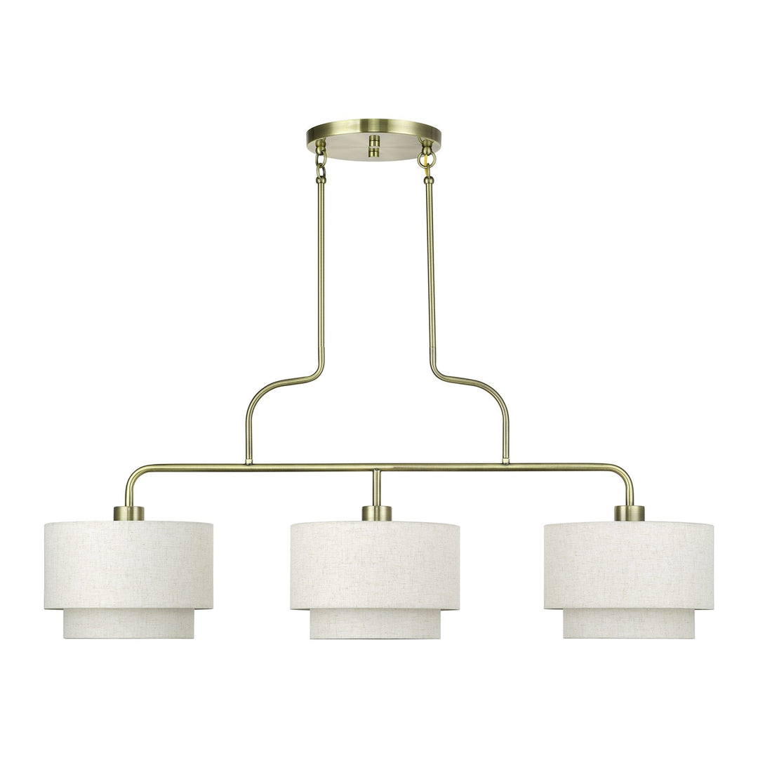 3 Light Antique Brass Extra Large Linear Chandelier