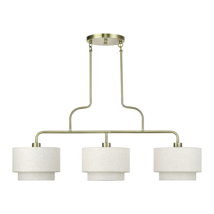 3 Light Antique Brass Extra Large Linear Chandelier