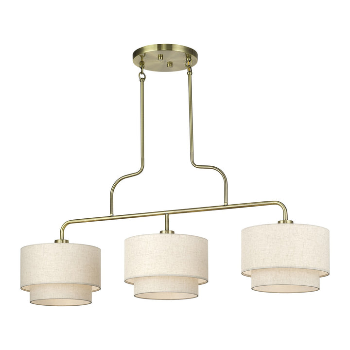 3 Light Antique Brass Extra Large Linear Chandelier