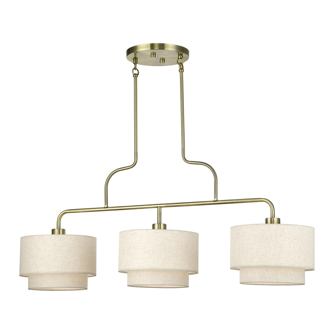 3 Light Antique Brass Extra Large Linear Chandelier