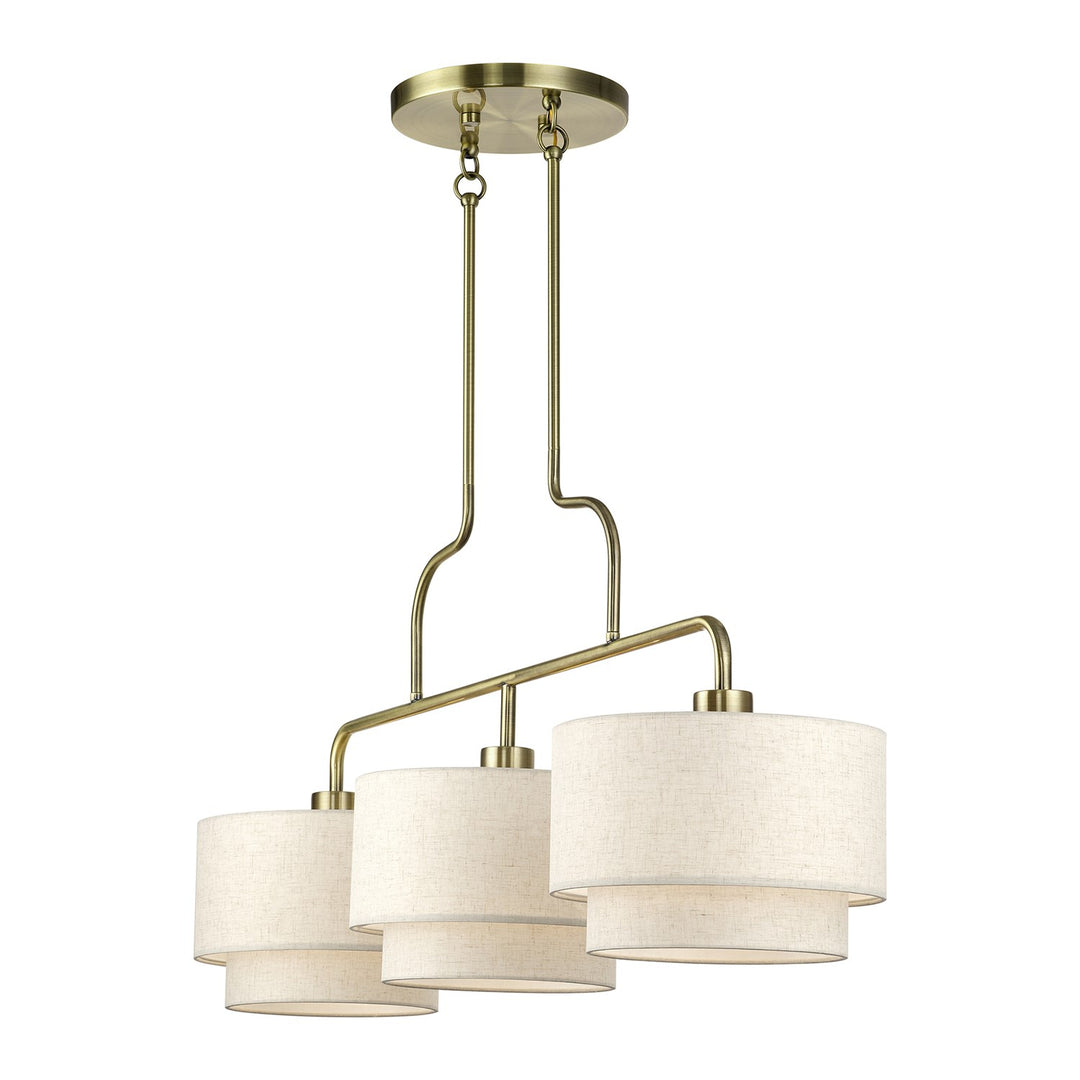 3 Light Antique Brass Extra Large Linear Chandelier