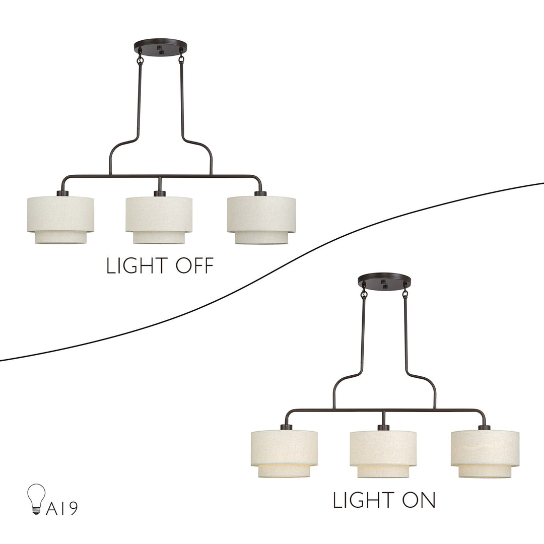 3 Light English Bronze Extra Large Linear Chandelier