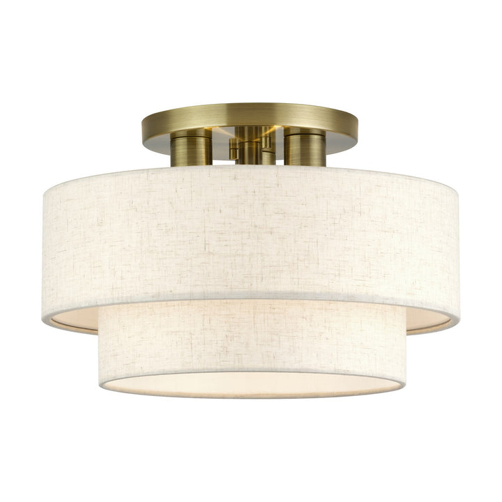 3 Light Antique Brass Large Semi-Flush by Livex Lighting