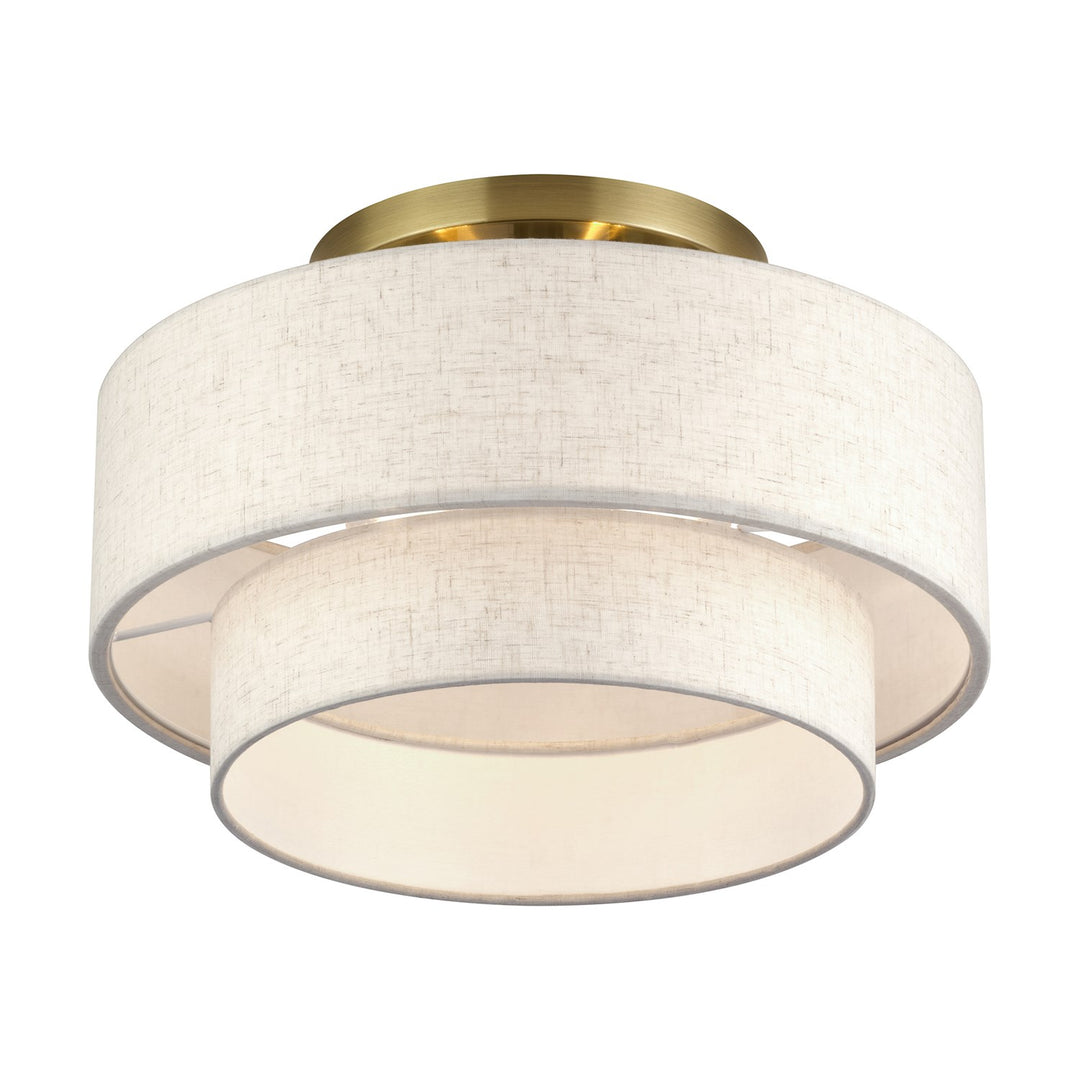 3 Light Antique Brass Large Semi-Flush