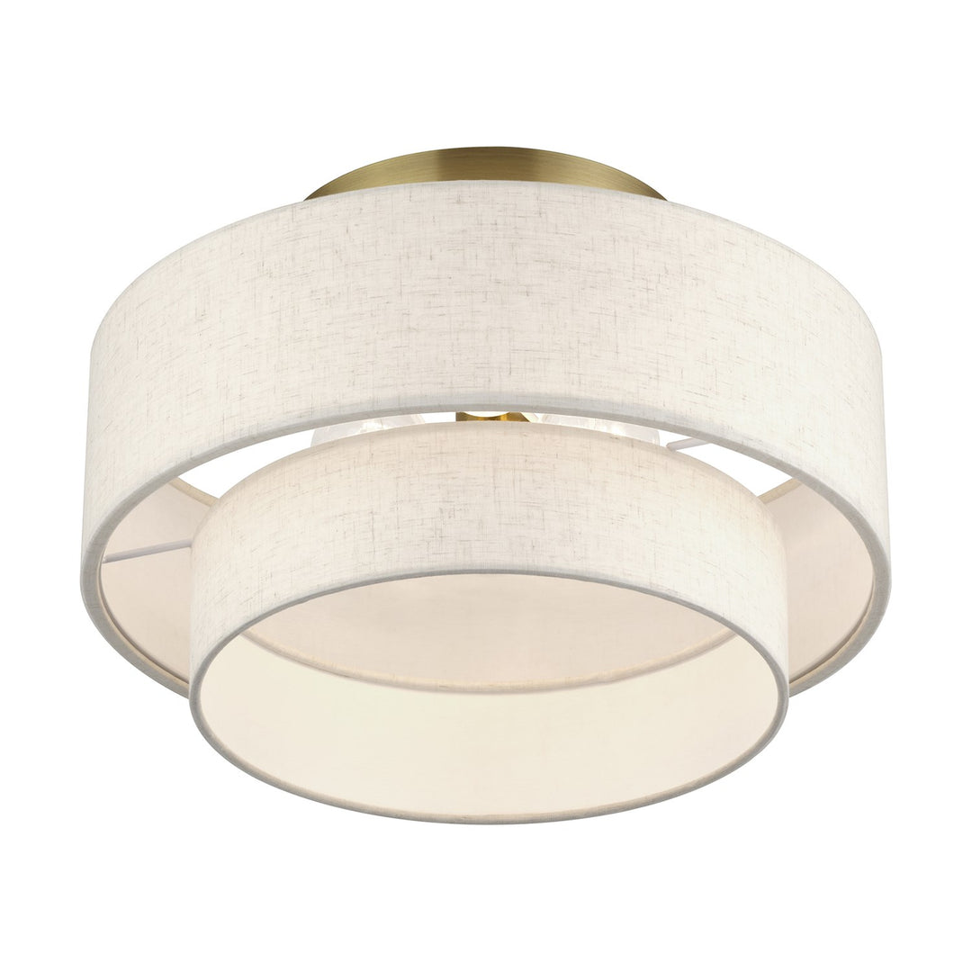 3 Light Antique Brass Large Semi-Flush