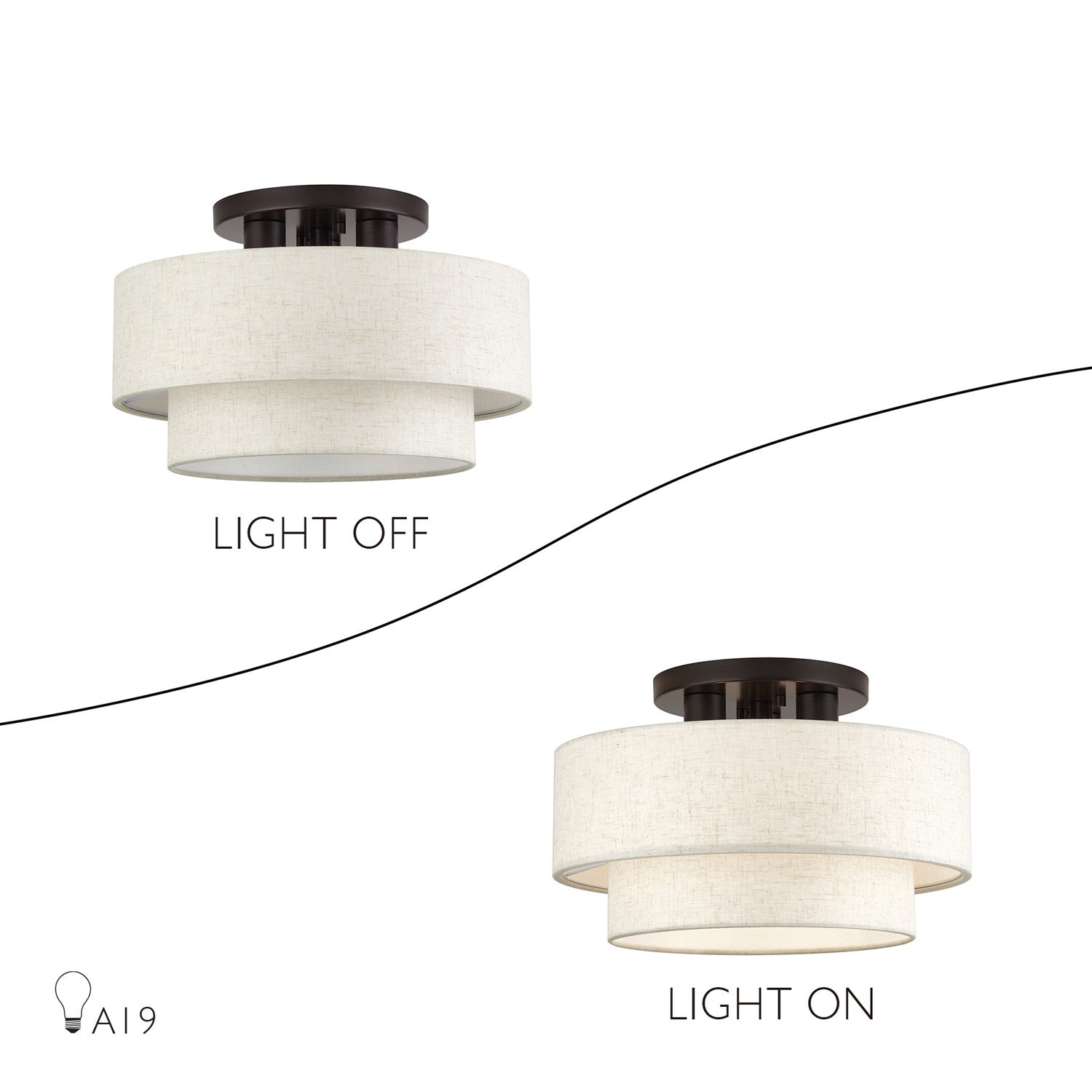 3 Light English Bronze Large Semi-Flush