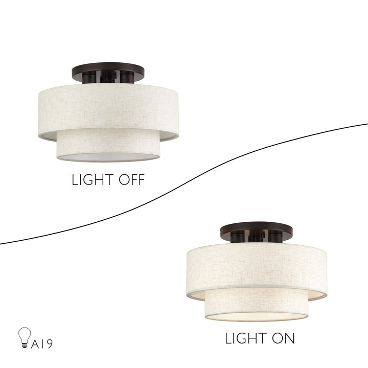 3 Light English Bronze Large Semi-Flush