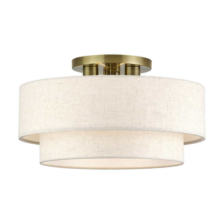 3 Light Antique Brass Large Semi-Flush by Livex Lighting