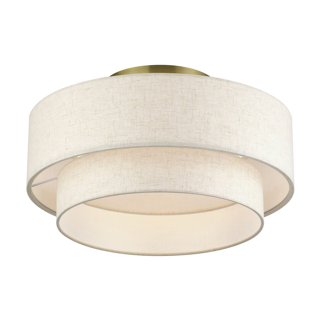 3 Light Antique Brass Large Semi-Flush