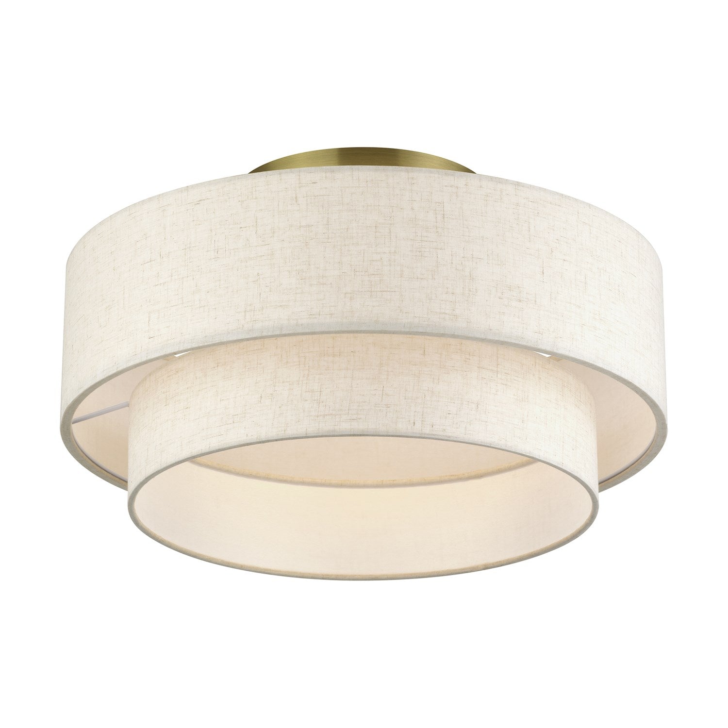 3 Light Antique Brass Large Semi-Flush