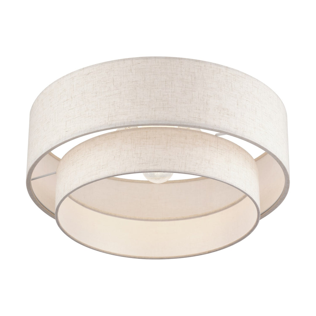 3 Light Antique Brass Large Semi-Flush