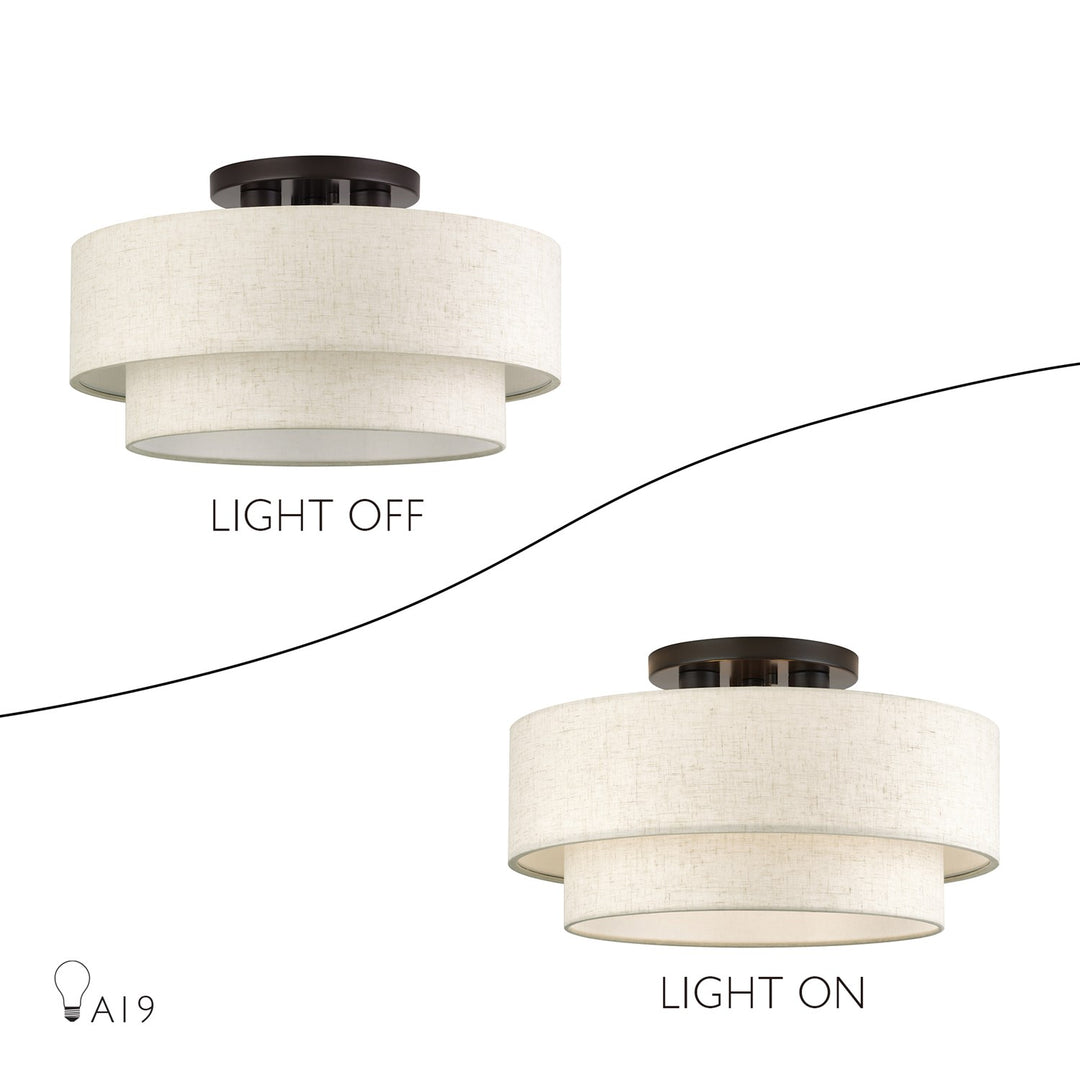 3 Light English Bronze Large Semi-Flush
