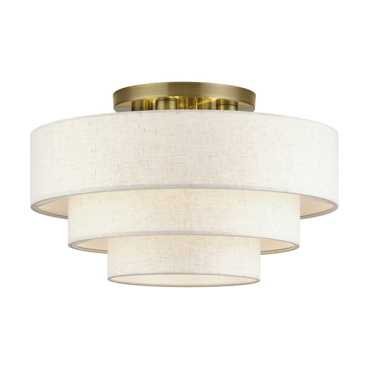 4 Light Antique Brass Extra Large Semi-Flush by Livex Lighting