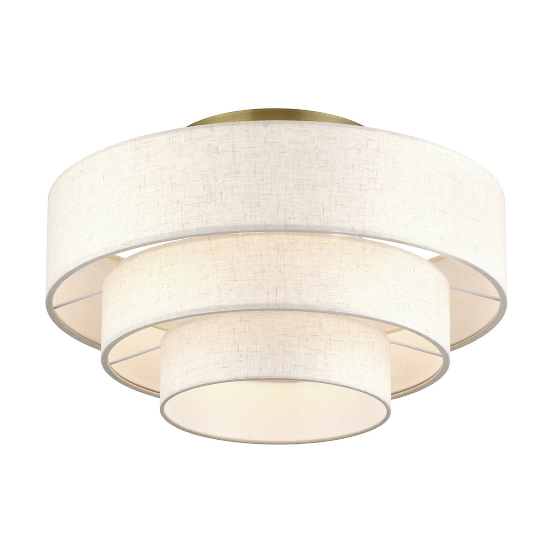 4 Light Antique Brass Extra Large Semi-Flush