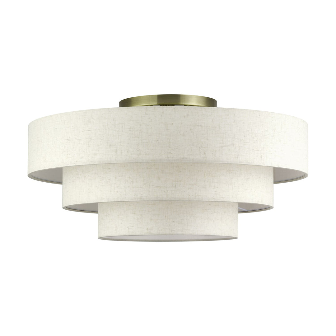 5 Light Antique Brass Extra Large Semi-Flush