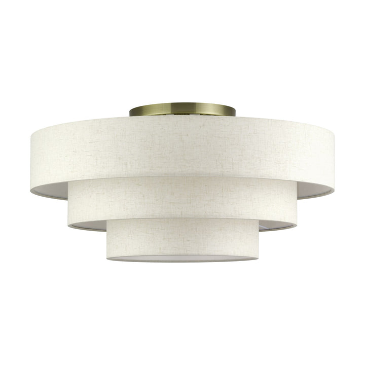 5 Light Antique Brass Extra Large Semi-Flush