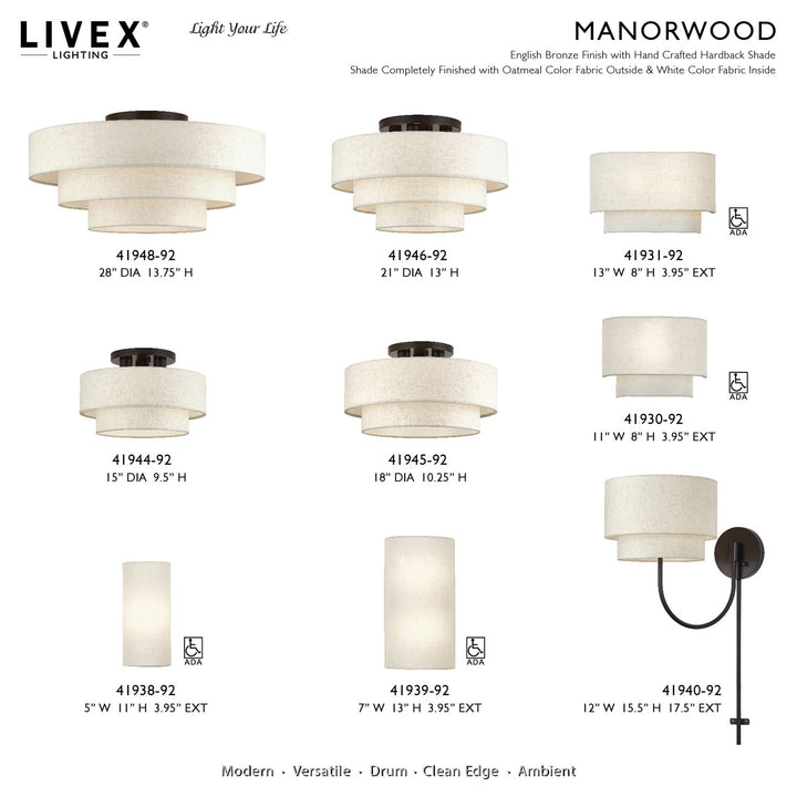 5 Light English Bronze Extra Large Semi-Flush