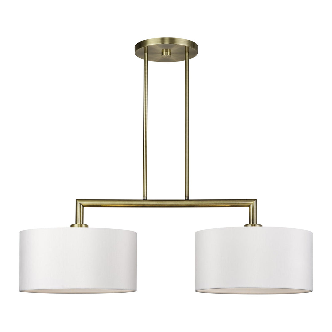 2 Light Antique Brass Large Linear Chandelier by Livex Lighting