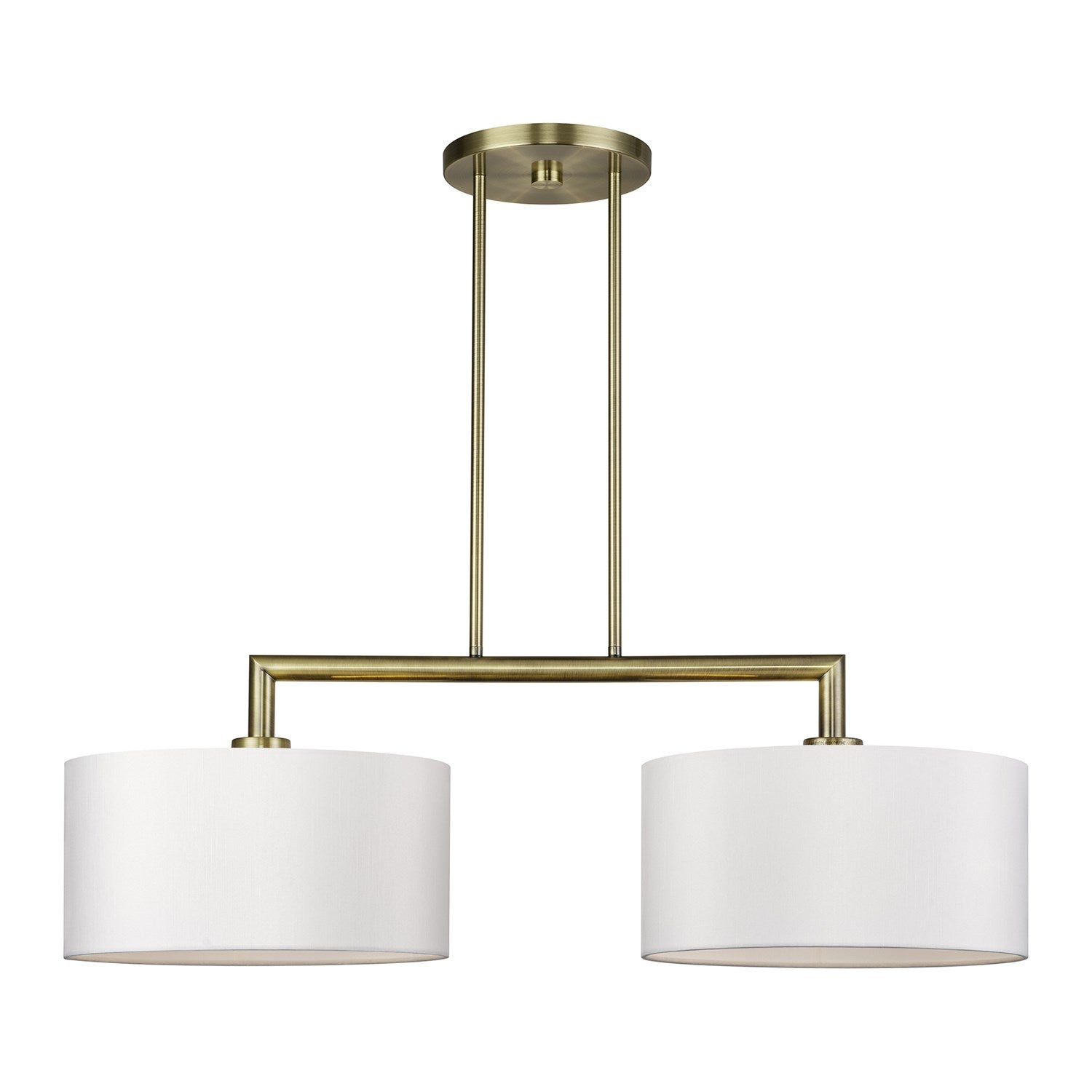 2 Light Antique Brass Large Linear Chandelier by Livex Lighting