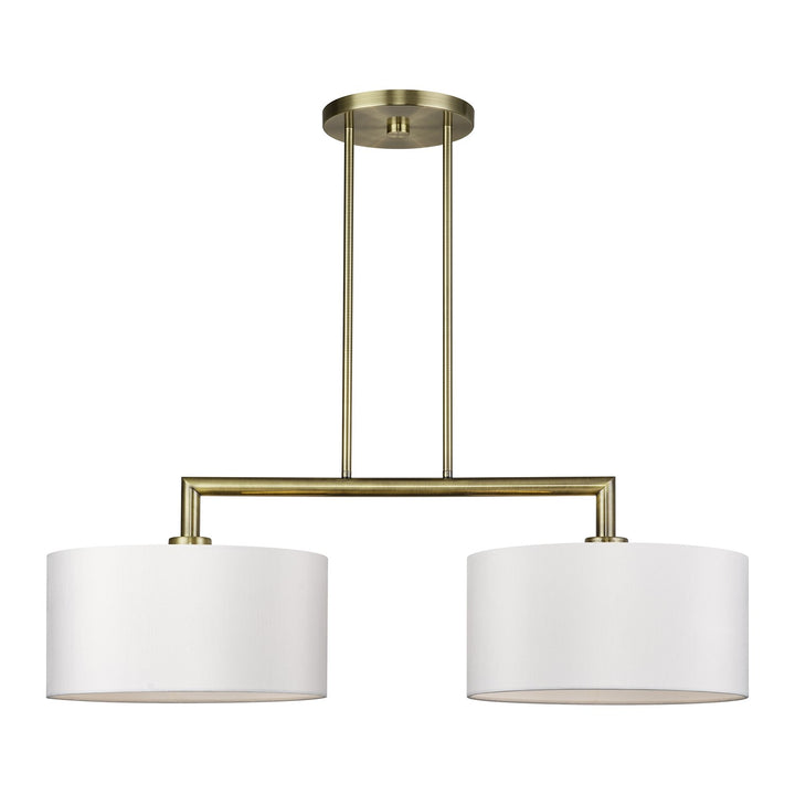2 Light Antique Brass Large Linear Chandelier by Livex Lighting