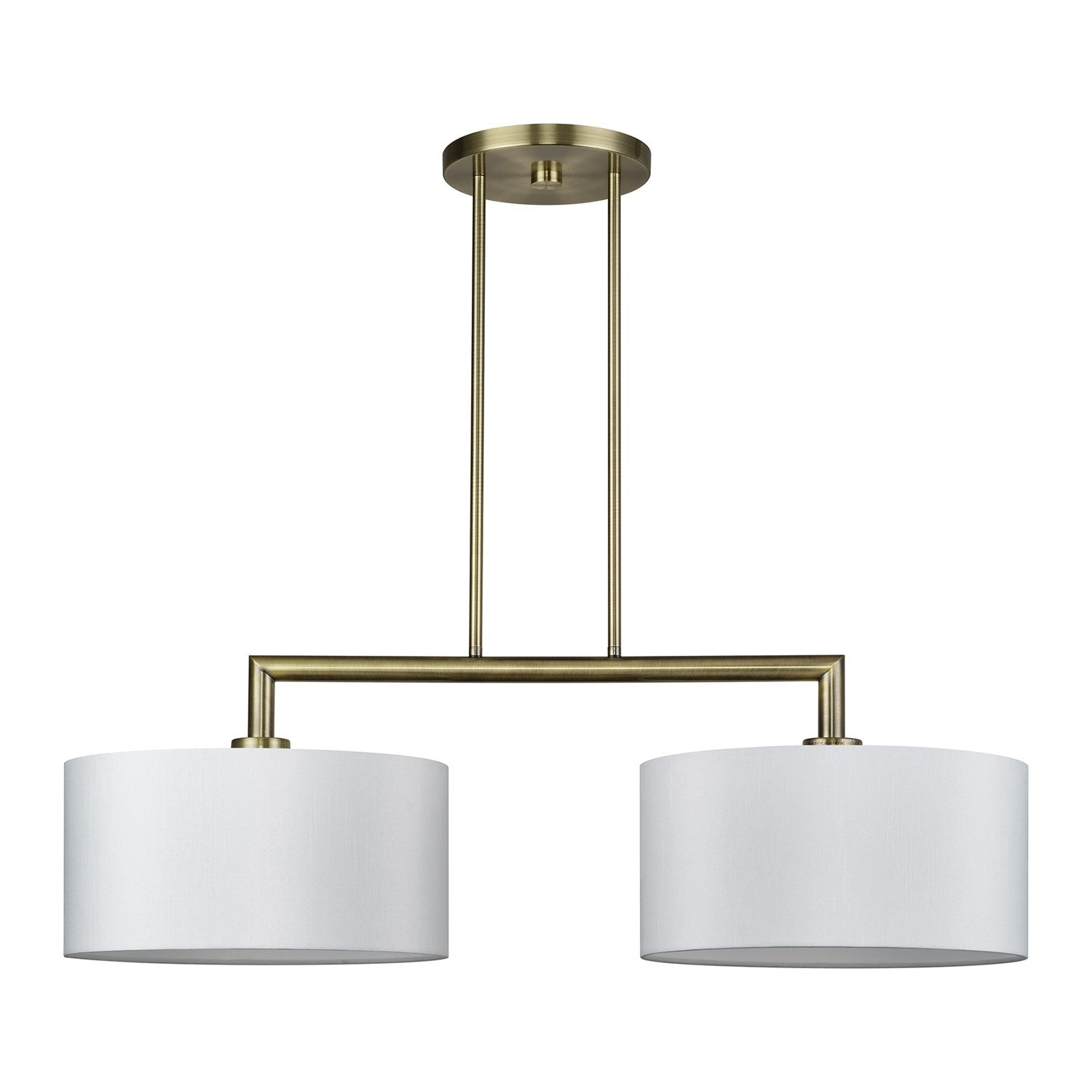 2 Light Antique Brass Large Linear Chandelier