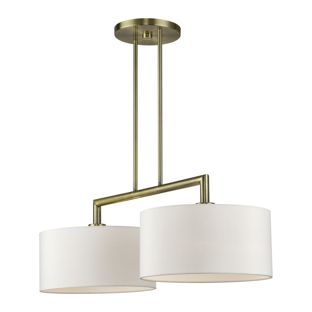 2 Light Antique Brass Large Linear Chandelier