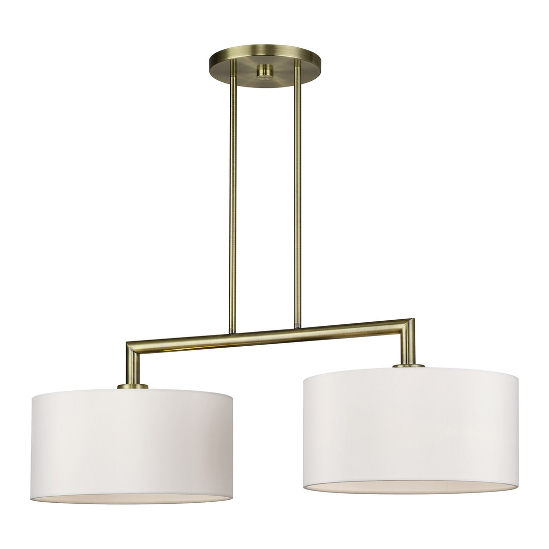 2 Light Antique Brass Large Linear Chandelier