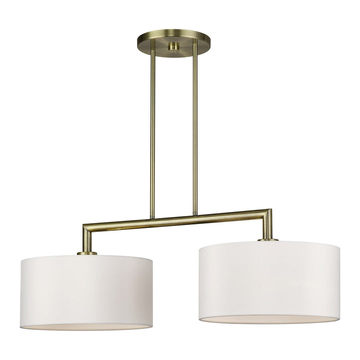 2 Light Antique Brass Large Linear Chandelier
