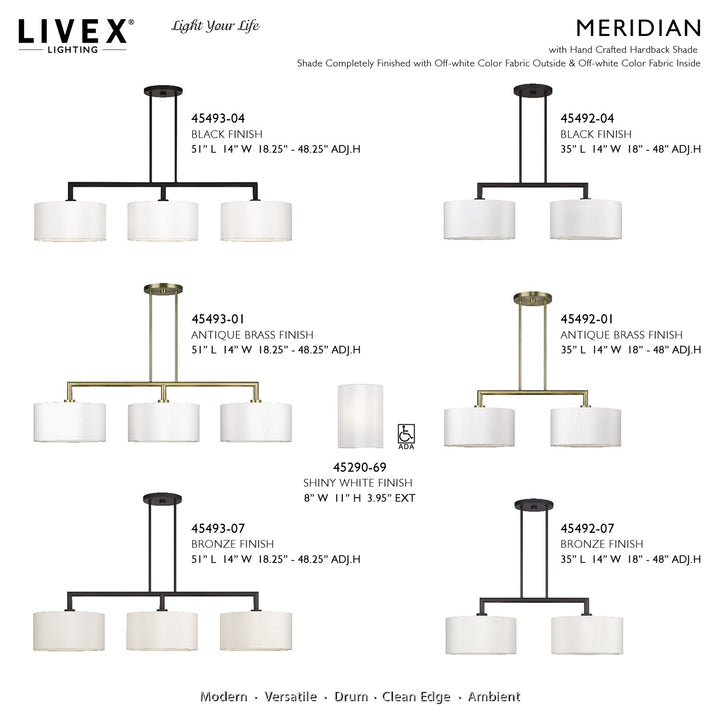 2 Light Black Large Linear Chandelier
