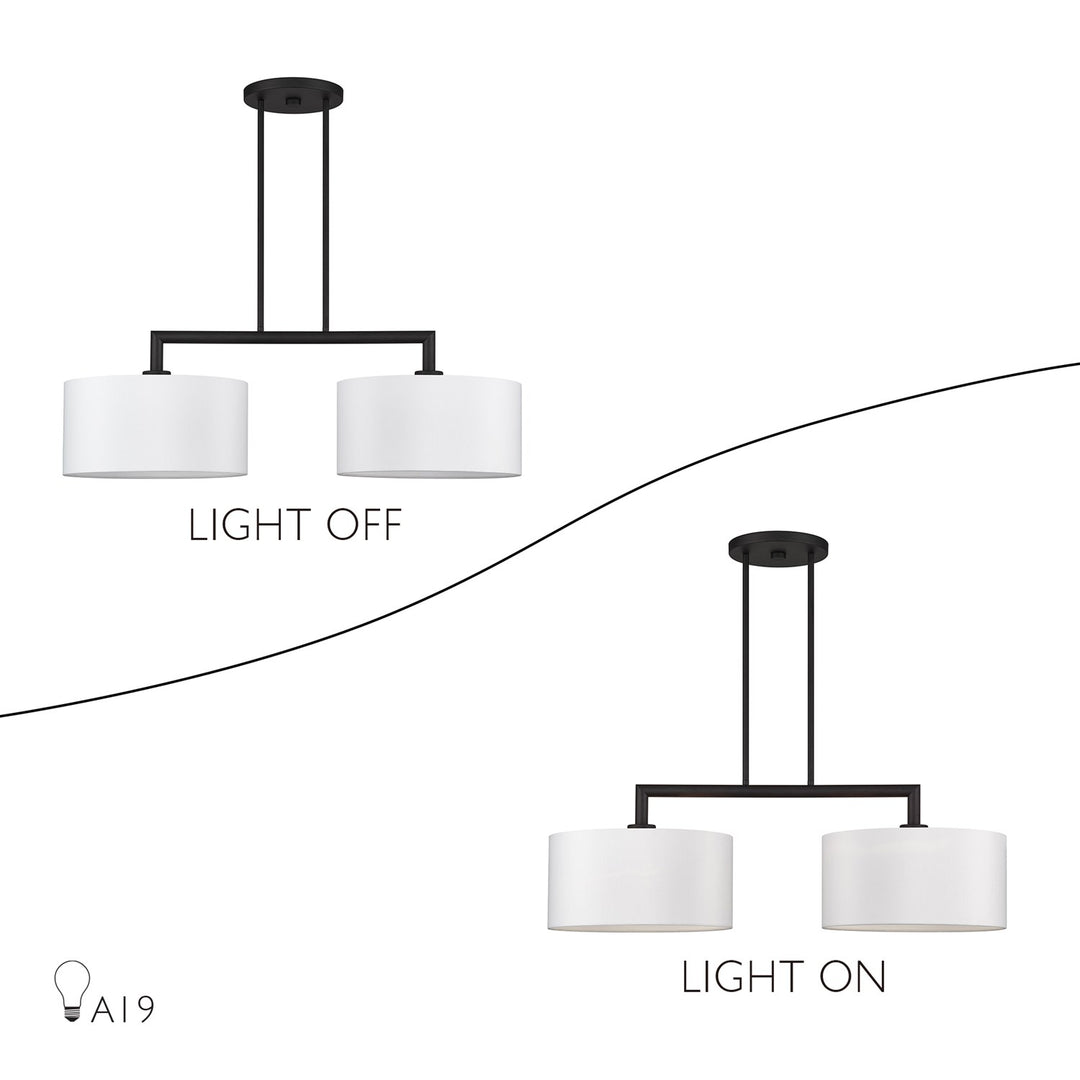 2 Light Black Large Linear Chandelier