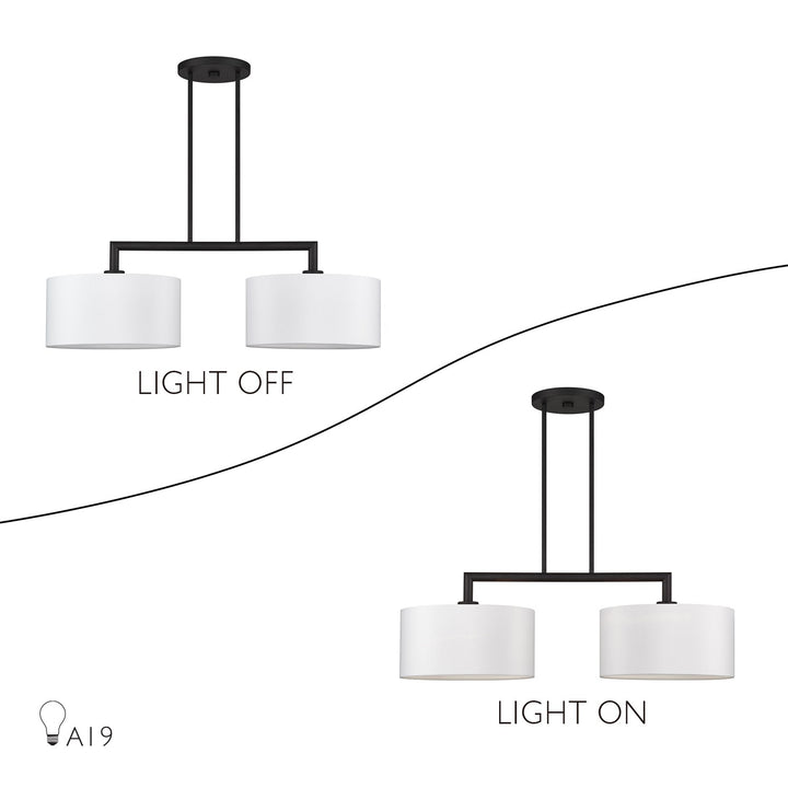 2 Light Black Large Linear Chandelier