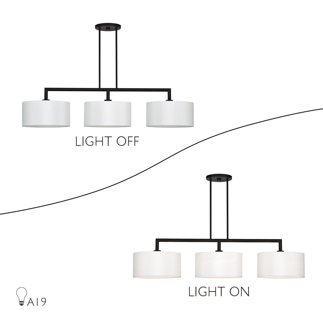 3 Light Black Extra Large Linear Chandelier