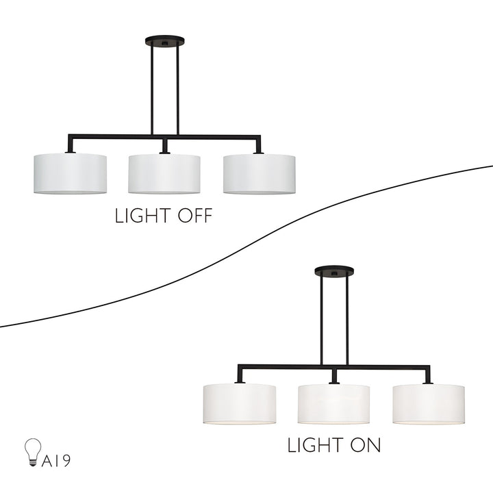 3 Light Black Extra Large Linear Chandelier