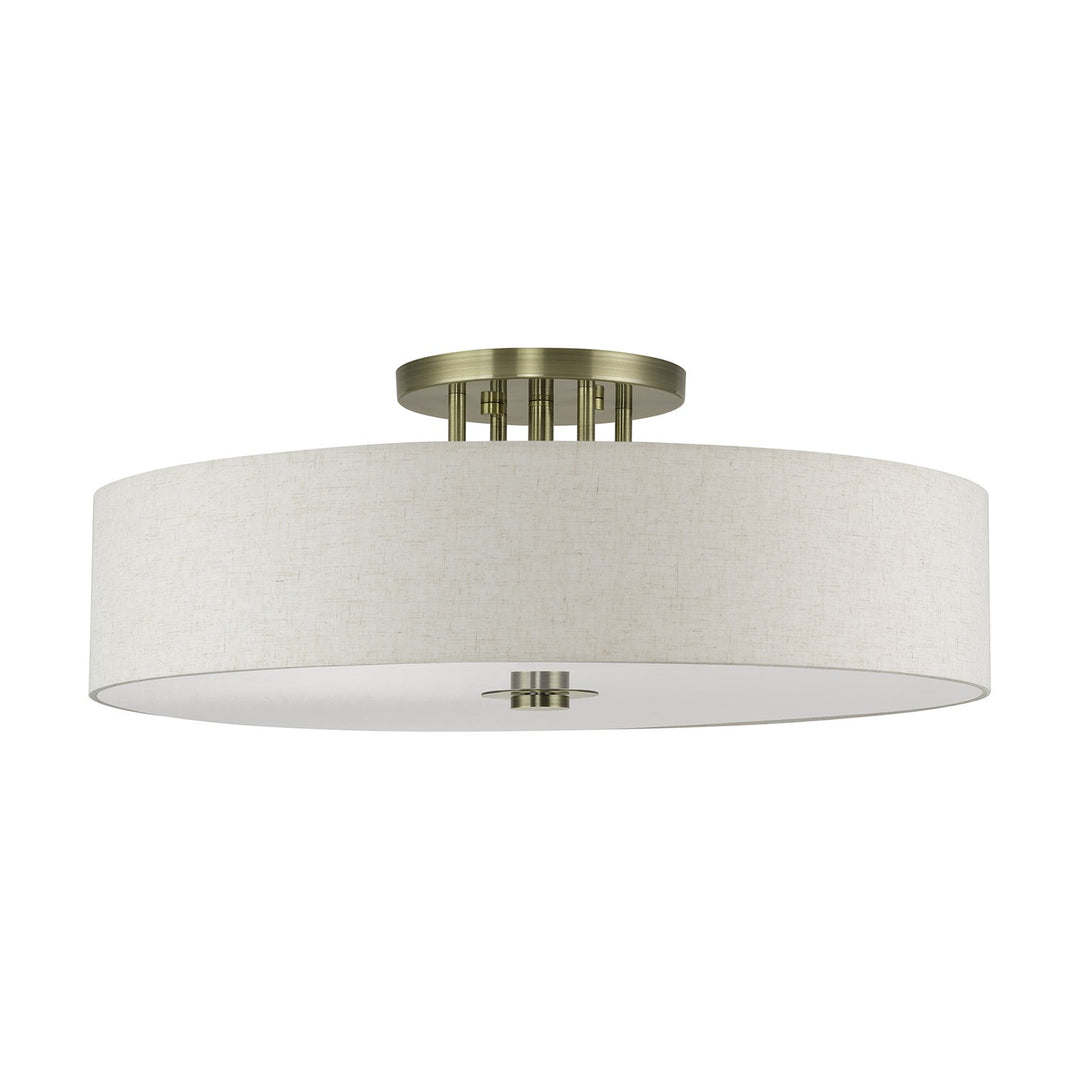 6 Light Antique Brass Extra Large Semi-Flush